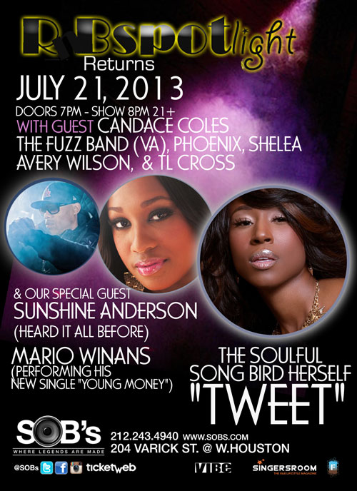 Ticket Giveaway: RnB Spotlight at SOB's with Tweet, Mario Winans & More ...